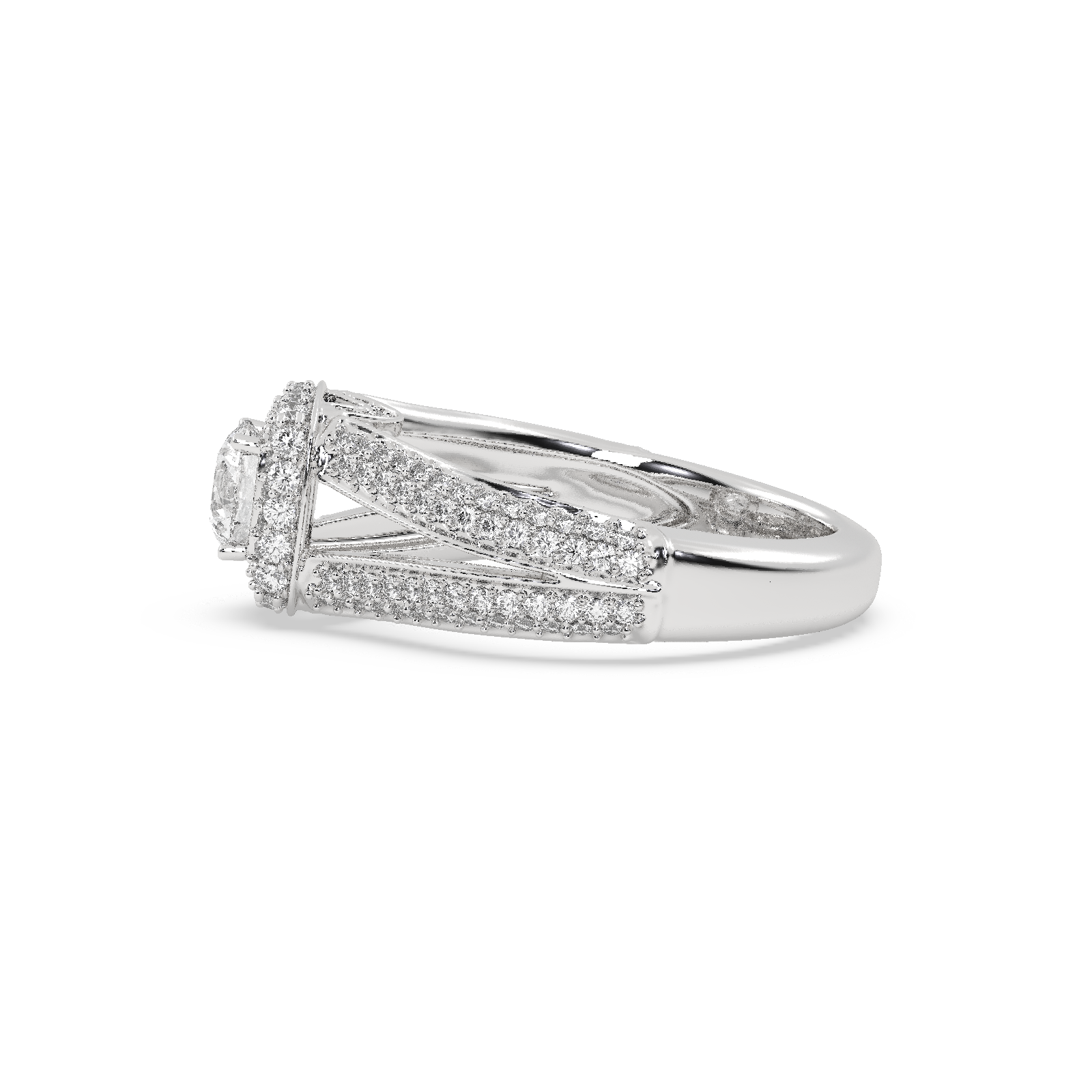 White Gold Studded 1.5 Carat Lab Grown Diamond Ring-G Color VS2 Clarity.